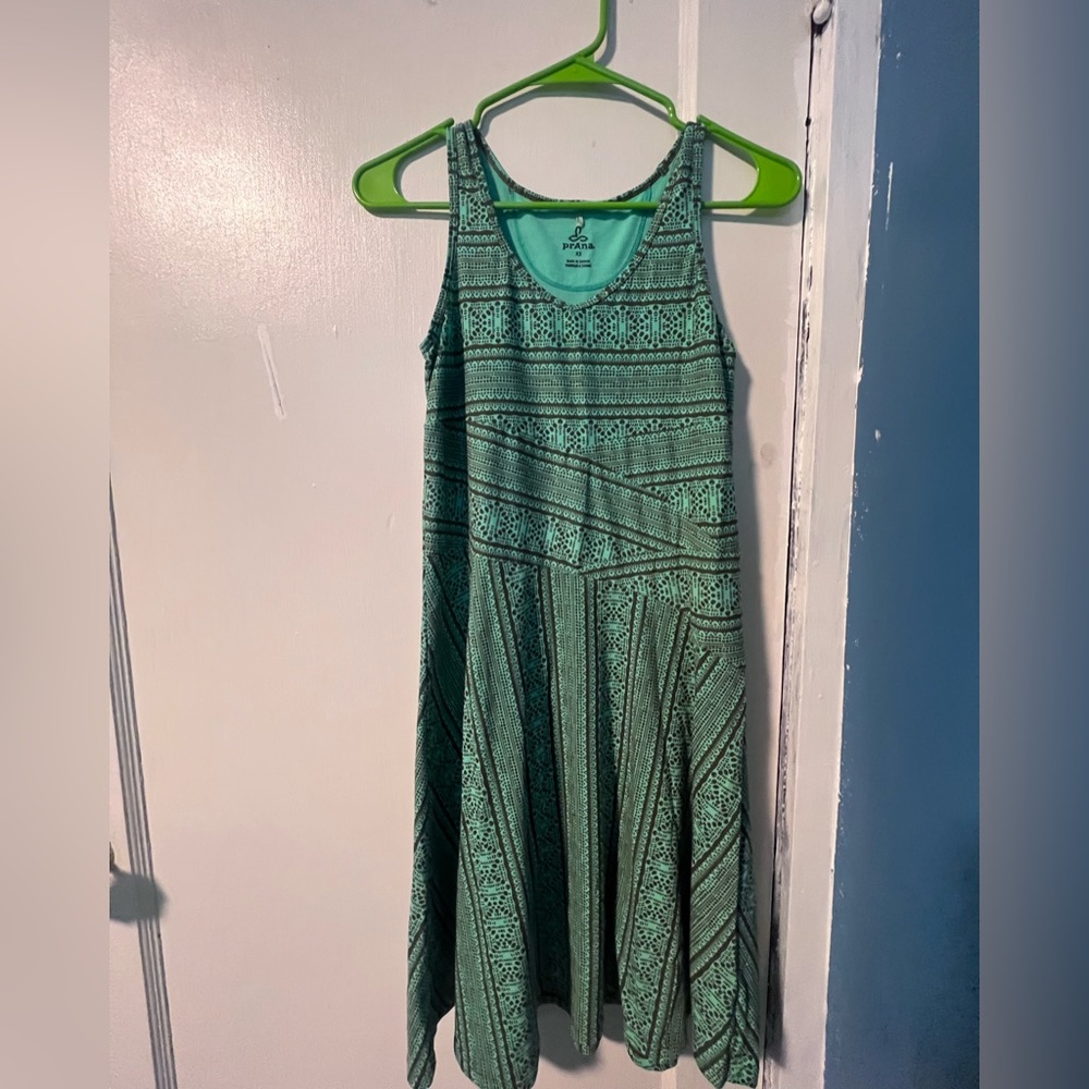 Prana XS Green Patterned Dress